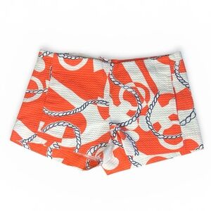 Lilly Pulitzer Liza Cotton Shorts Size 6 Nautical Tango Orange Booze Cruise